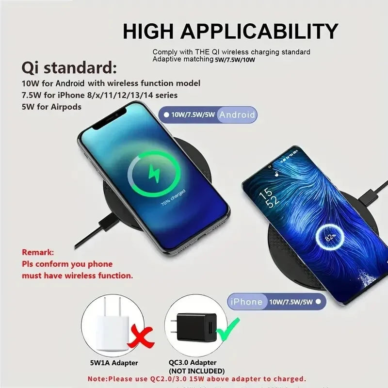 Carregador 10W Wireless Pad Ultra-Fino iPhone - Samsung .