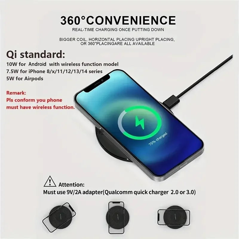 Carregador 10W Wireless Pad Ultra-Fino iPhone - Samsung .