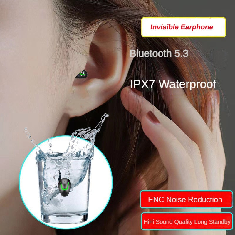 Fone de Ouvido Invisível Mni TWS sem Fio Bluetooth 5.3