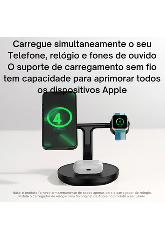 Carregador Suporte Magnético 3 em 1 de carga sem fio de 20 W para telefone iPhone 15 14 Pro Airpods Apple.