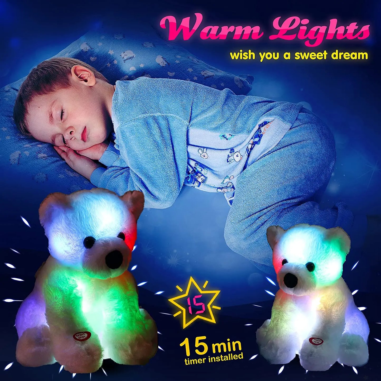 Natal! Urso polar LED - pelúcia luz noturna - brinquedo para Aniversario de Natal