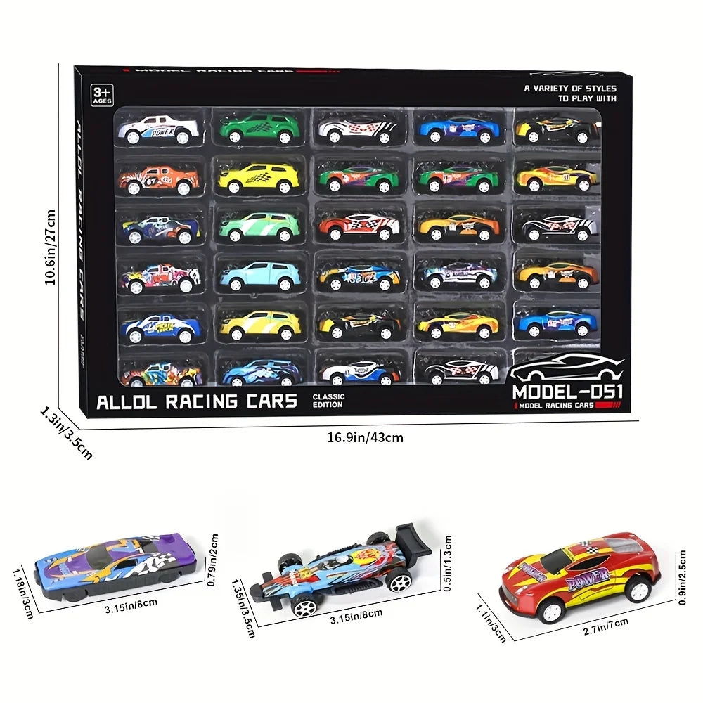 Carros Brinquedos, Fricção Metal com Mini pista, Kit 30 e 50 Pçs.