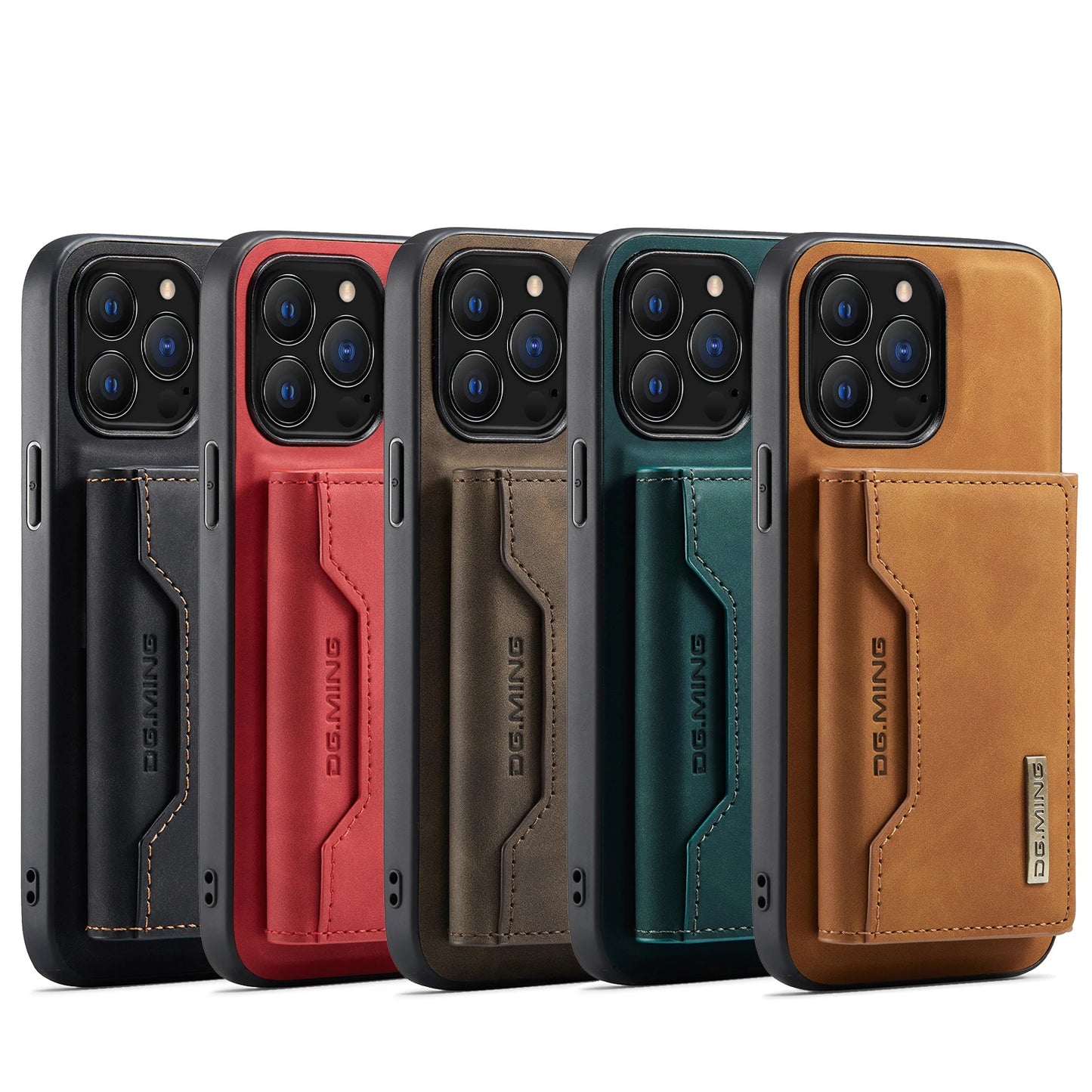 Capa de couro Magnética destacável para iPhones 14 pro max 15 13 12 11 xs xr 7 8 plus. Cartões bolso titular.