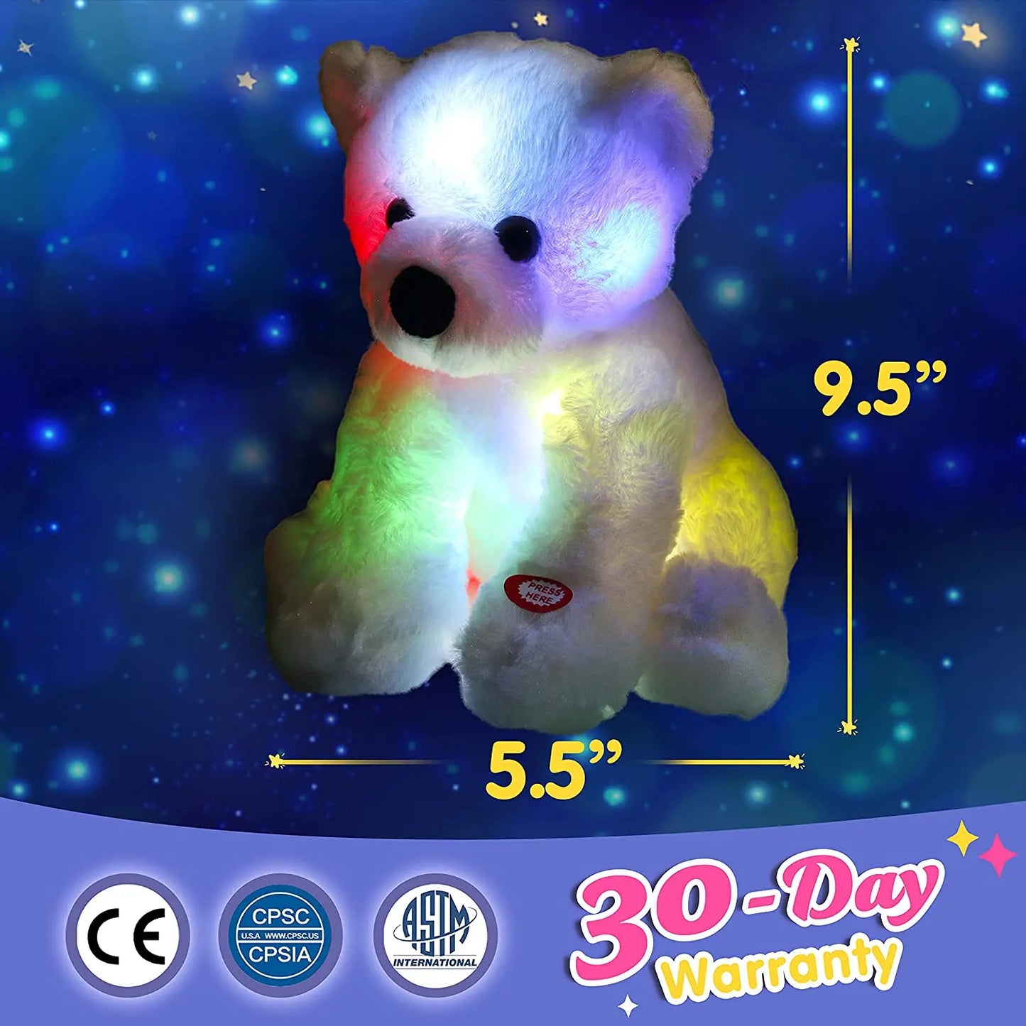 Natal! Urso polar LED - pelúcia luz noturna - brinquedo para Aniversario de Natal