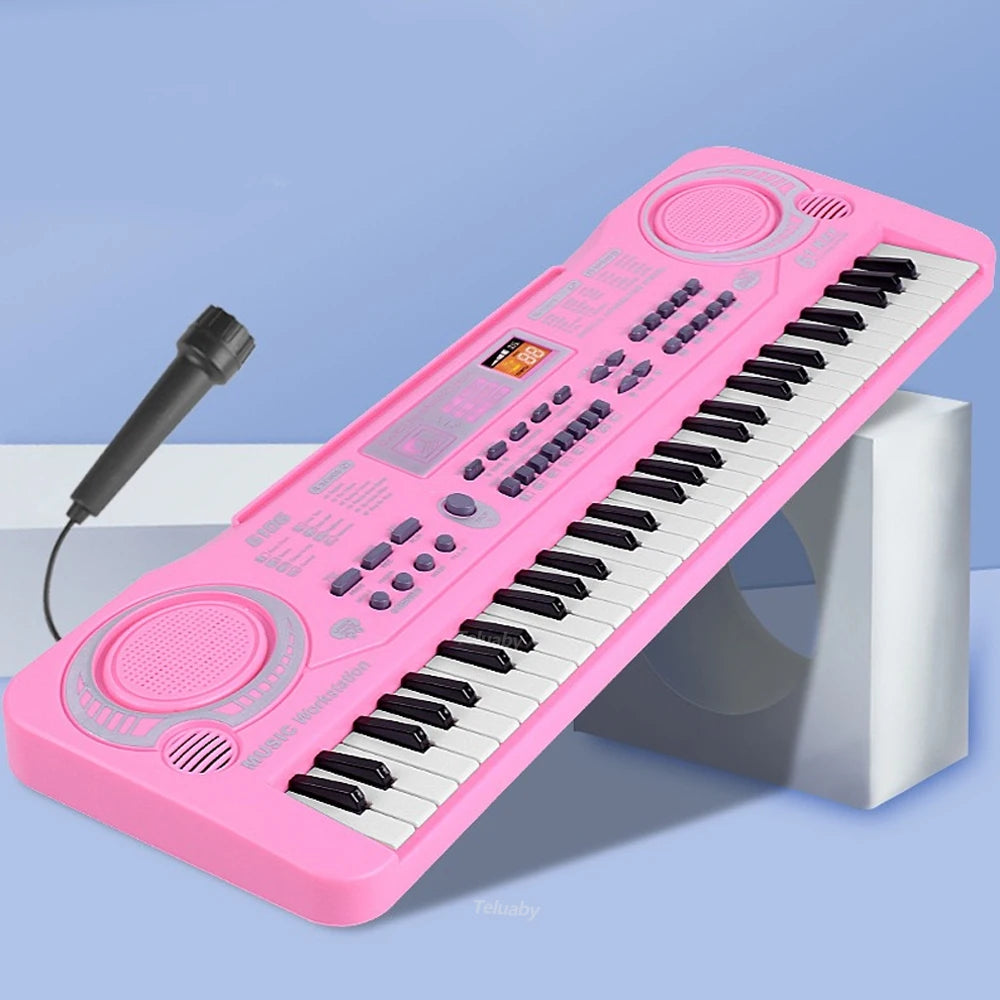 Piano Keyboard Portatil 61 com Microfone Brinquedo Educacional Iniciantes.