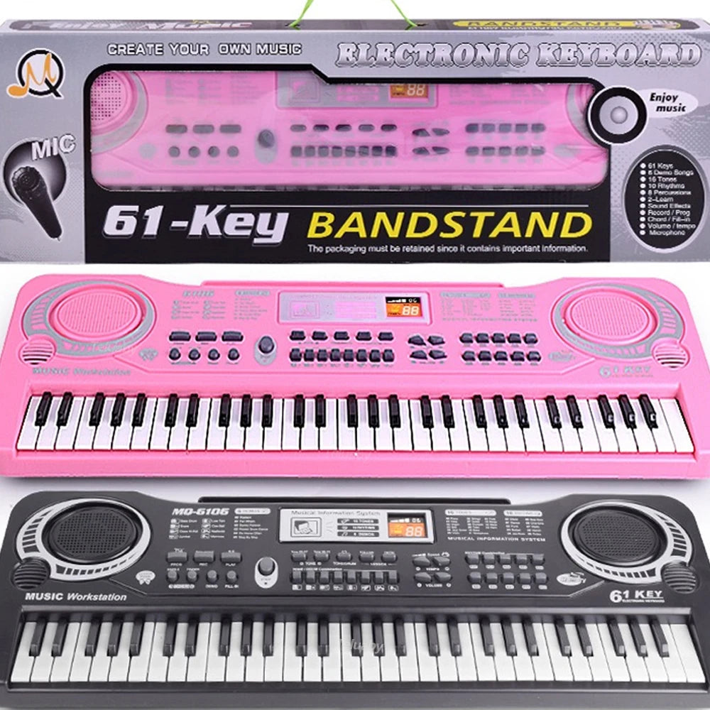 Piano Keyboard Portatil 61 com Microfone Brinquedo Educacional Iniciantes.