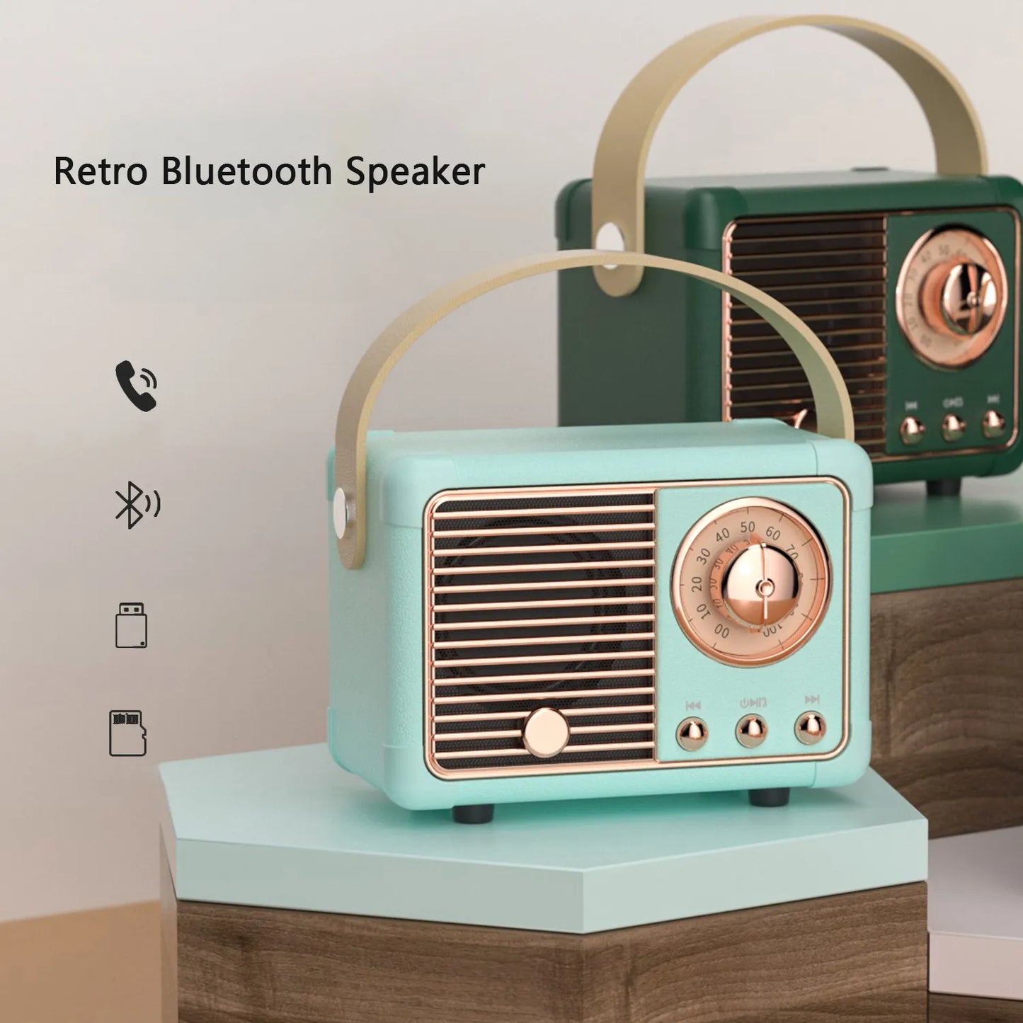 Alto Falante Retro Bluetooth HM11 Player Estéreo Portátil Deco.