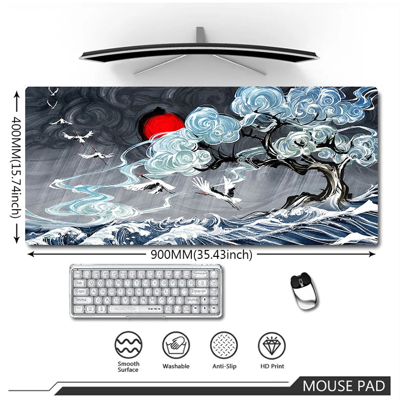 Mouse Pad Estilo Chines Gaming Acessório Carpete Deskmat Keyboard Pad