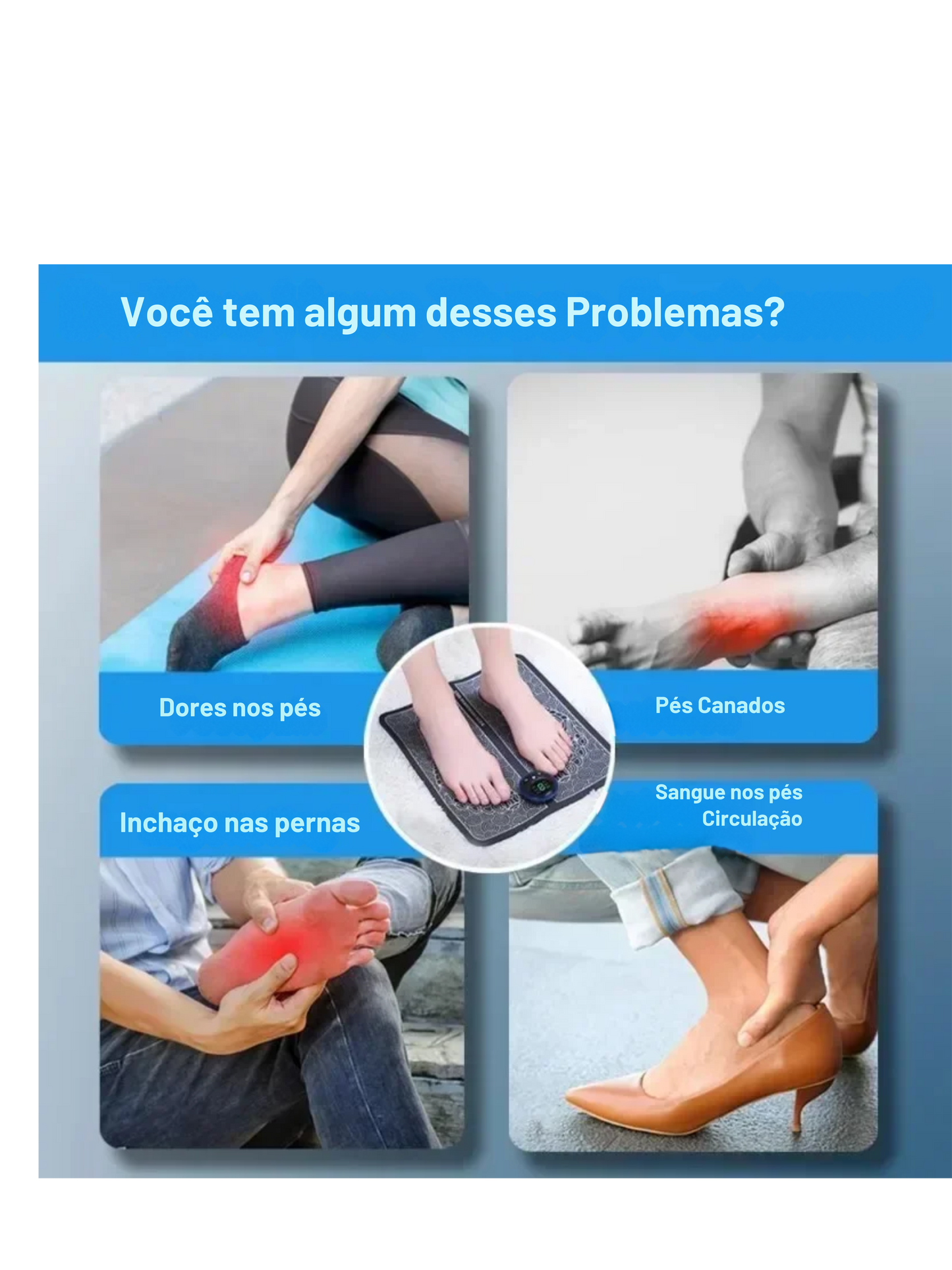 Tapete de massagem de pés Elétrico EMS, USB, dobrável.