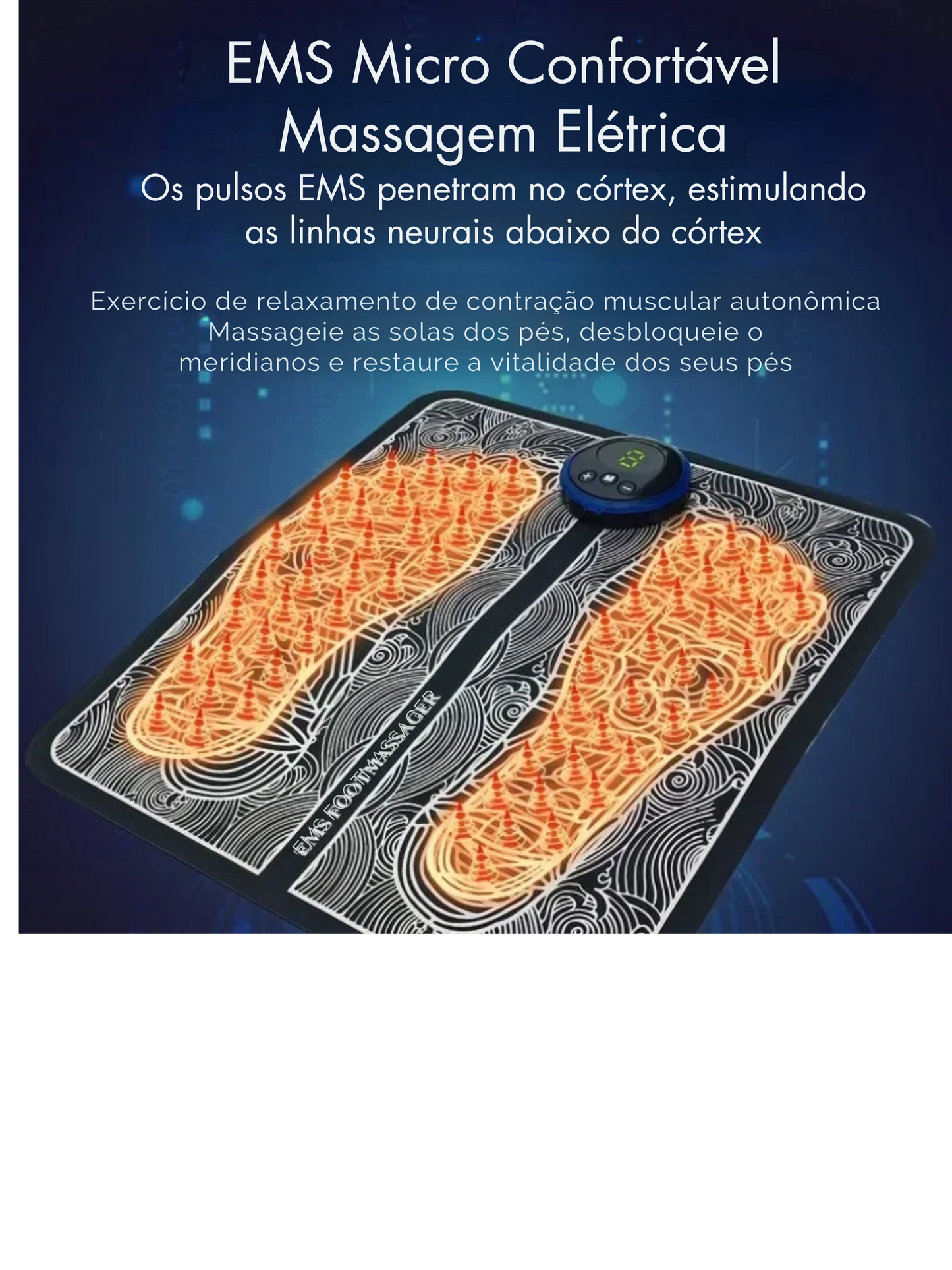 Tapete de massagem de pés Elétrico EMS, USB, dobrável.